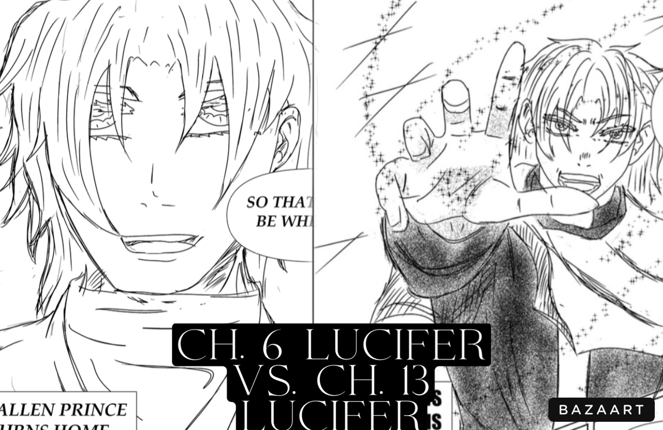 Side-by-side comparison of Lucifer from Chapter 6 and Chapter 13